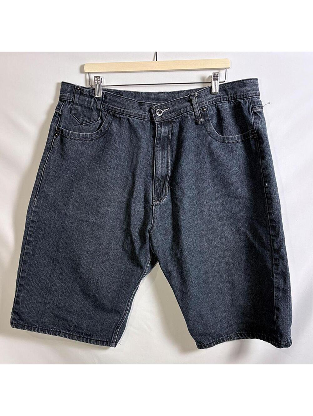 Artful Dodger Embroidered Denim Jorts Shorts Dark Wash Men's